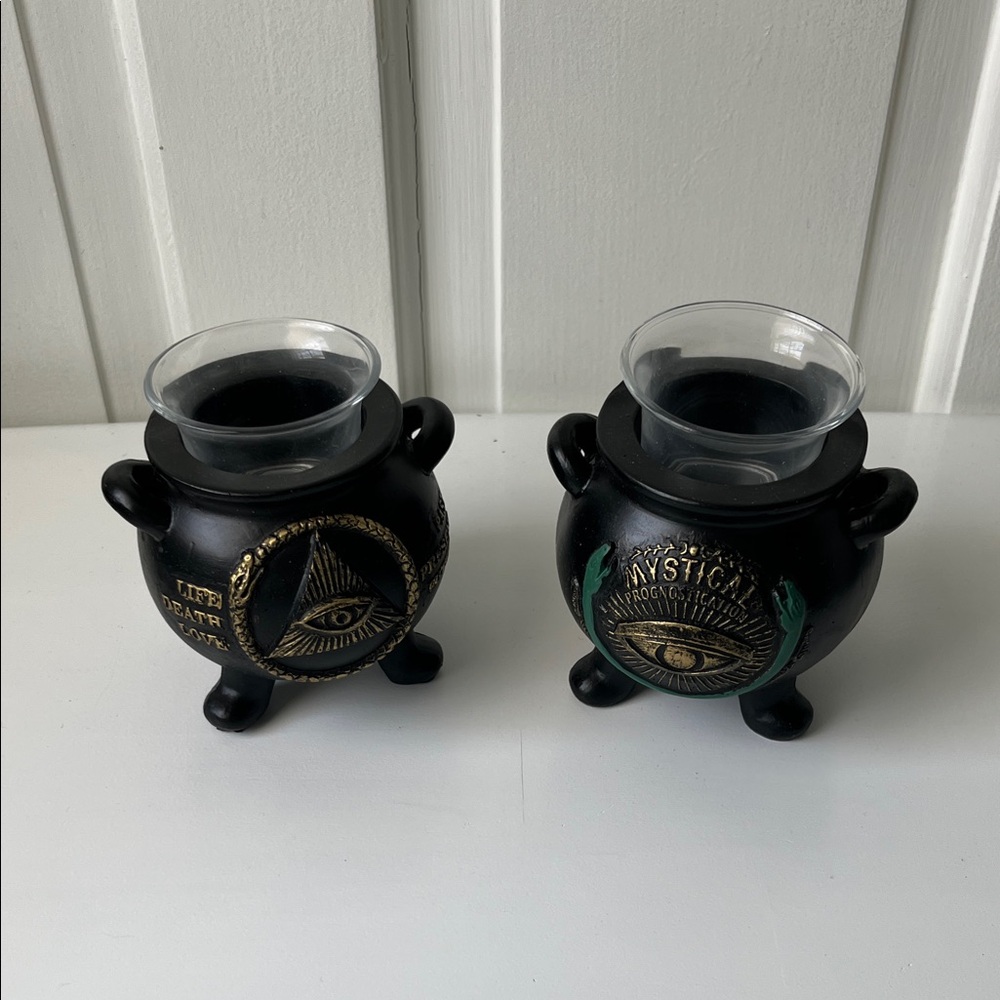 Mystical Illuminati 👁️ Black and Gold Tealight Candle Holders 🐍